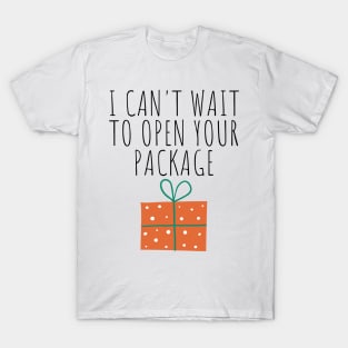 Christmas Humor. Rude, Offensive, Inappropriate Christmas Design. I Can't Wait To Open Your Package T-Shirt